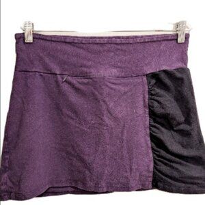 Purple mini skirt with side rouching and pocket - Hemp, organic cotton - Size M